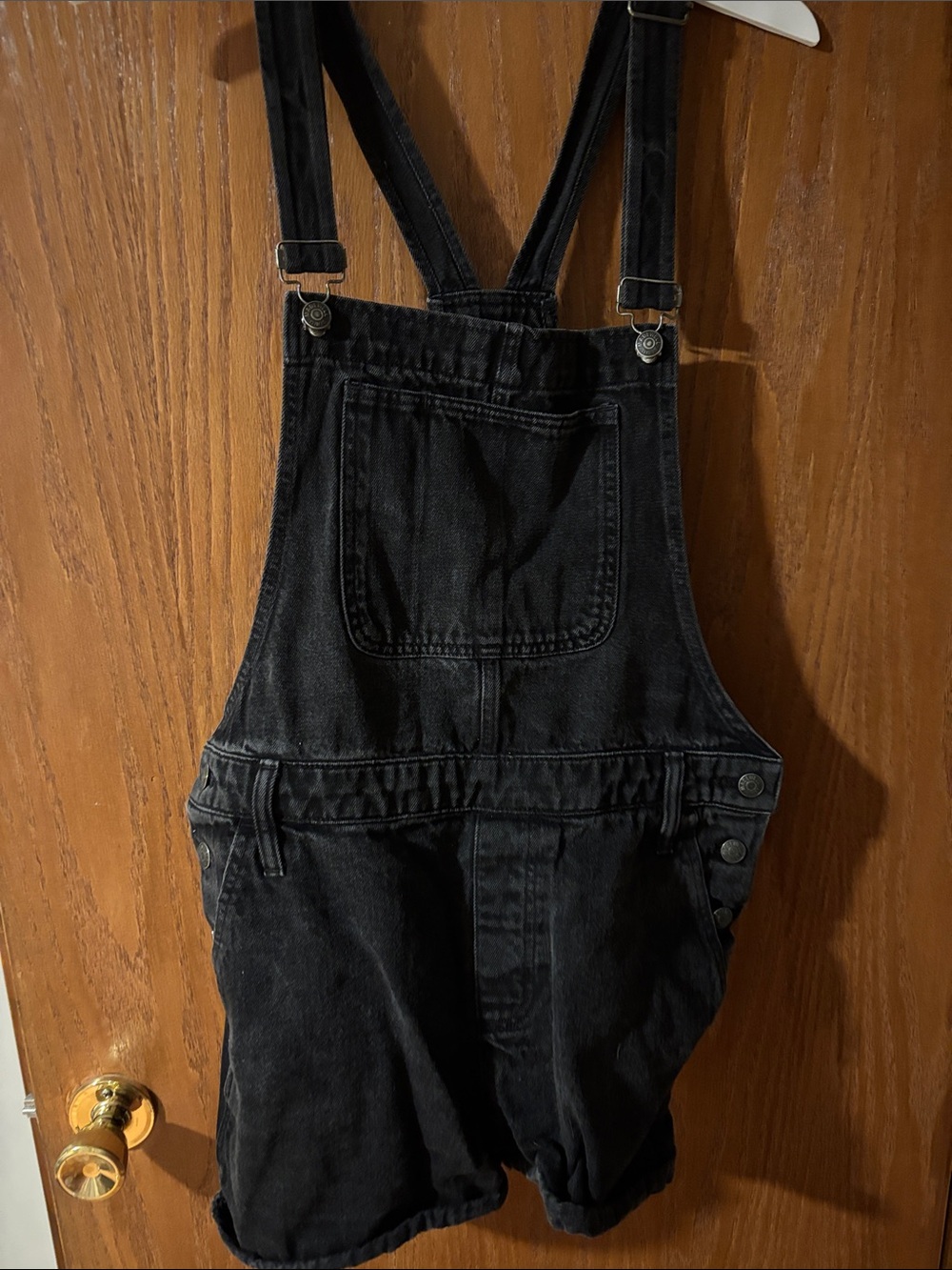 Madewell Black Relaxed Denim Short Overalls